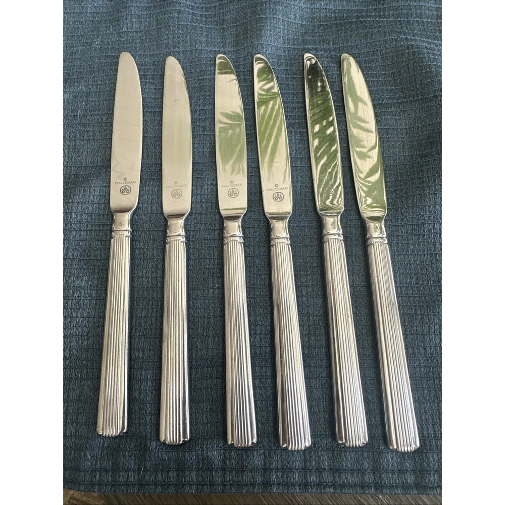 Pfaltzgraff Mackenzie Stainless Steel Flatware Dinner Knife Set Of 6‎ RARE